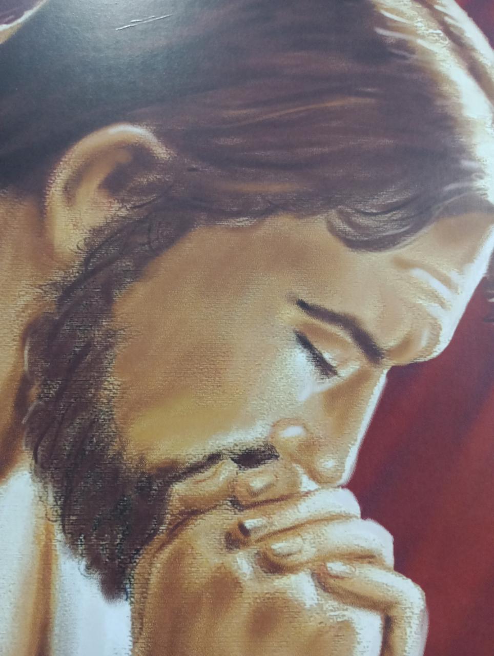 imagem de Quadro Jesus Orante 50 x 70  com moldura 3 cm