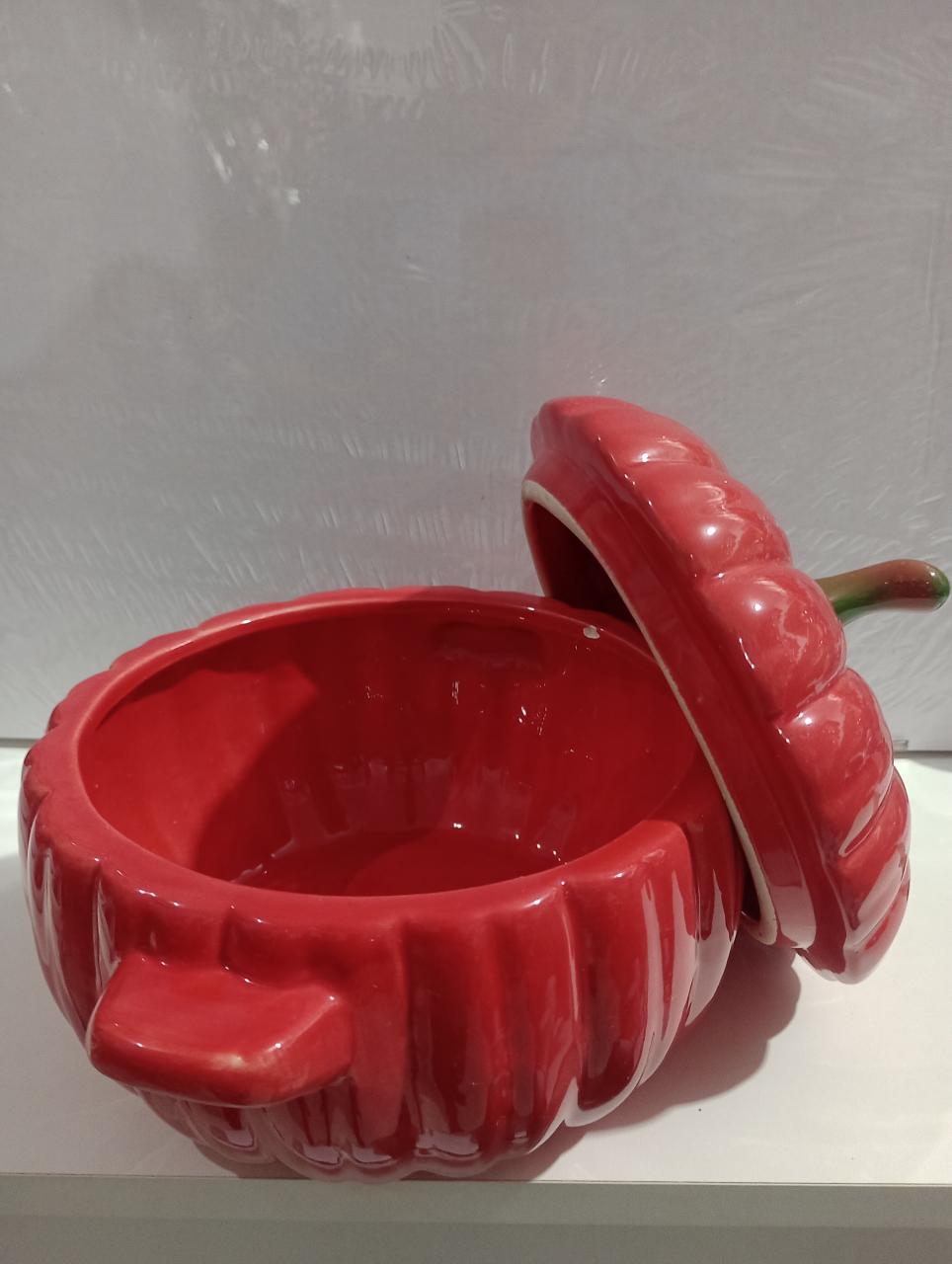 imagem de ABÓBORA CERAMICA POTE VERMELHA ENFEITE PRA COZINHA