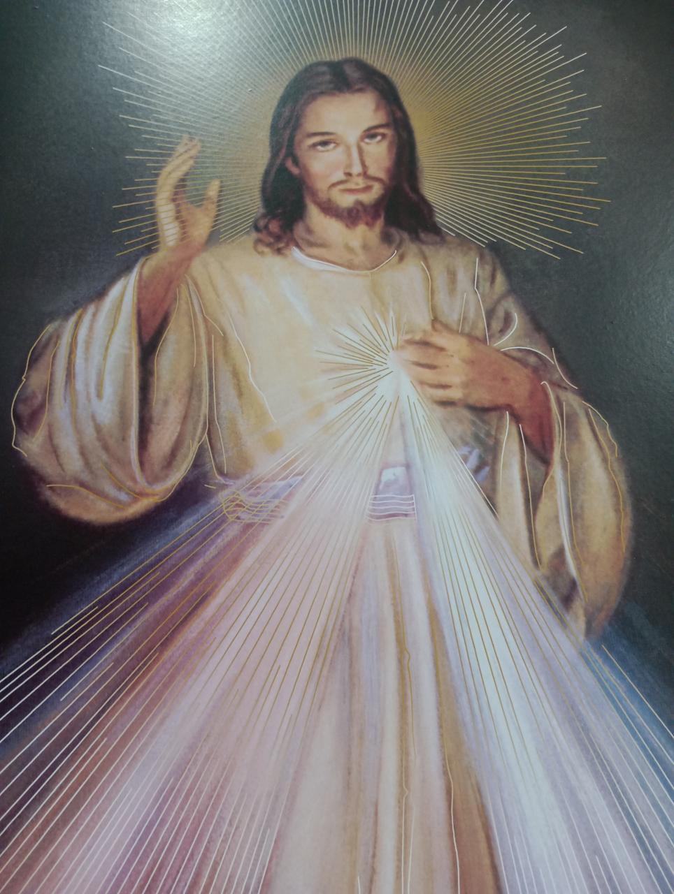 imagem de Quadro Jesus Misericordioso 50 x 70 com moldura 3 cm