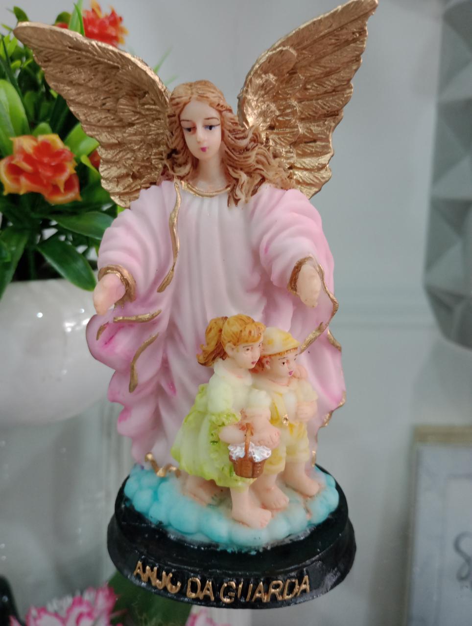 imagem de Anjo da Guarda Resina 12 cm Rosa